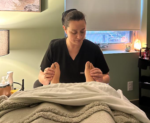 Lori working on feet